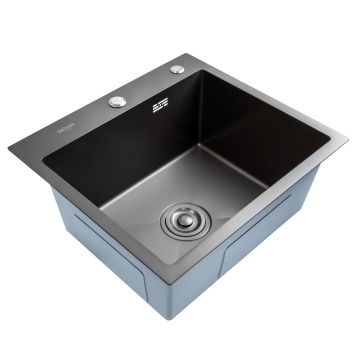 Chiuveta bucatarie BÖHM BH5045BA, inox alimentar SUS304, 500 x 450 x 220 mm, finisaj Negru, sifon inclus