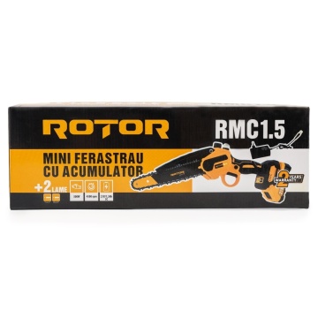 Mini fierastrau de mana cu Sistem de Ungere Automata, RMC-1.5, lama de 24cm, 2 acumulatori 21v, 2 x lama, 2 x lanturi, Sistem de ungere Lant Automata - Img 2