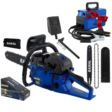 Pachet Promo: Drujbă pe Benzină 4CP BAIKAL, 10500 rpm, Ungere Lant Automata + CADOU Aparat de Sudură BAIKAL 305A, cu afisaj digital si functie anti-lipire.