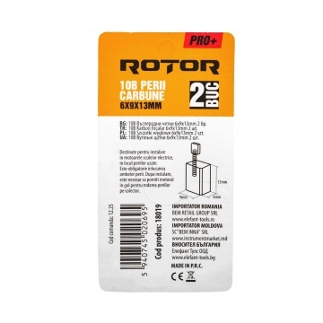 Perii de carbune ROTOR 10B pentru fierastrau pendular / bormasina, 6 x 9 x 13 mm, set 2 bucati - Img 2