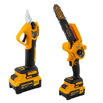 Set mini Fierastrau si Foarfeca de gradina pe acumulator, lama 20CM, 500 W/600 W 4500 rot/min, 21V, 3Ah ROTOR
