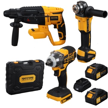 Trusa de scule 3 în 1 ROTOR RSET3, Rotopercutor ,Polizor unghiular, Autofiletanta 21V/3Ah - Img 1