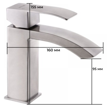 Baterie lavoar Mixxus AMA-001, culoare crom - Img 2
