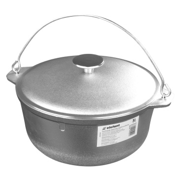 Ceaun tuci aluminiu alimentar cu capac, capacitate 5 litri ELEFANT - Img 1