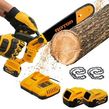 Drujba cu doi acumulatori 21V, 3Ah, lama 30cm, 2 lanturi, Ungere lant automata, 4500rpm, ROTOR RCS12 + Geanta de transport si depozitare