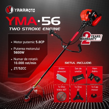 Motocoasa benzina Yamamoto YMA.56 , 2T, 5.8 CP, 10000 rpm - Img 2