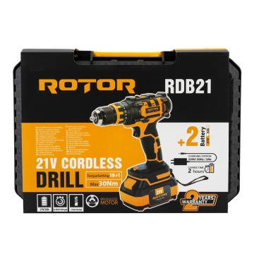 Autofiletanta cu doi acumulatori ROTOR RDB21 21 V /3 Ah, 1350 Rot/min, 18+1, 30 Nm, Brushless - Img 12