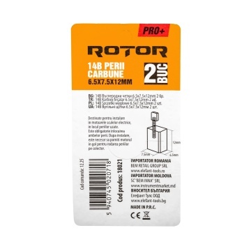 Perii de carbune ROTOR 14B pentru rotopercutor, 6.5 x 7.5 x 12 mm, set 2 bucati - Img 2