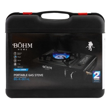 Plita cu un arzator pe gaz Camping BÖHM BG-K-001+L, GPL, 2.3 kW, Racord metalic extern pentru furtun de gaz - Img 7