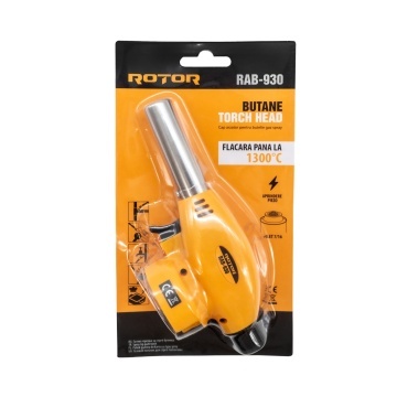 Cap arzător pentru butelie gaz spray, aprindere piezo, conectare filet 7/16 ROTOR RAT-930 - Img 3