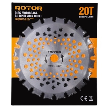 Disc motocoasă 20T cu Vidia dublu 255x25,4x1,3 mm ROTOR - Img 2