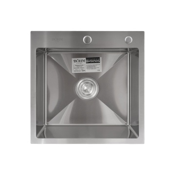 Chiuvetă de bucătărie din inox alimentar SUS304 BH5050S BÖHM Satin 500X500X215 mm - Img 2