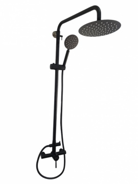 Coloana de dus MIXXUS SUS-003-J BLACK 20 cm baterie si para, monocomanda, furtun flexibil - Img 1