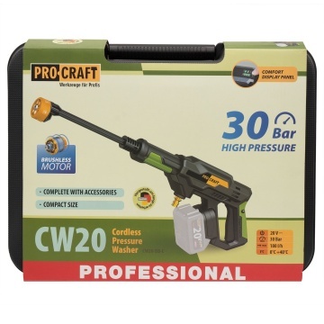 CW20 Aparat de spalat cu presiune pe acumulator PROCRAFT 30 bar, 20V/4Ah, brushlesss, NU CONTINE ACUMULATOR SI INCARCATOR - Img 21