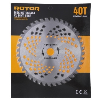 Disc motocoasă 40T cu Vidia 230x25,4x1,3 mm ROTOR - Img 2