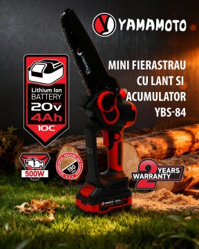 Mini drujba cu acumulator 20v/4Ah YAMAMOTO YBS-84 5400 rot/min, lama de 20cm si sitem de ungere, motor Brushless - Img 8
