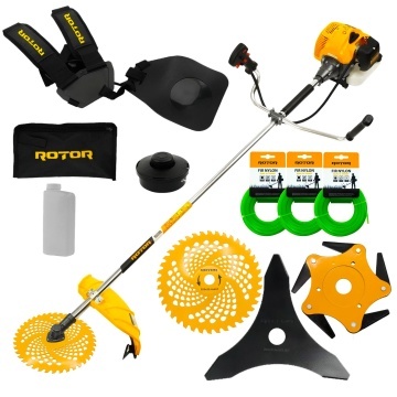 PACHET COMPLET: Motocoasa pe benzina R5500 ROTOR 5 CP , 5500 Watti, 10.000 RPM + Pachet Complet Accesorii Premium
