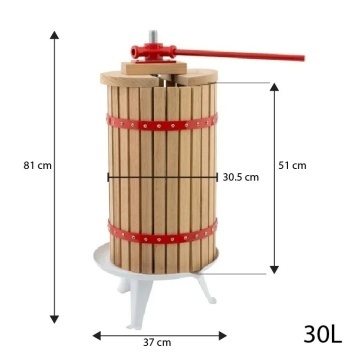 Pachet Zdrobitor Struguri 28 L 180Kg/h + Teasc 30L din Lemn masiv de Stejar si Baza de Fonta Emailata + Sac pentru Filtrare Cadou - Img 2