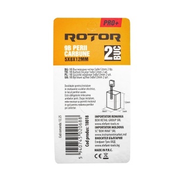 Perii de carbune ROTOR 9B pentru fierastrau pendular / bormasina, 5 x 8 x 12 mm, set 2 bucati - Img 2