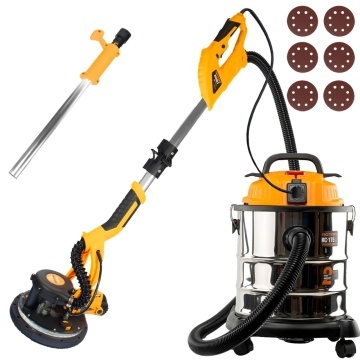 Set 2 in 1 – Slefuitor Pereti Girafa cu Led – Furtun lung de 3 Metri + Aspirator – 1250W (Bobinaj Cupru)