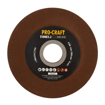 Disc de ascutit pentru ascutitor cu lant S108x23x3.2 GRANULATIE P100, NUMAR ROTATII 5800 RPM PROCRAFT