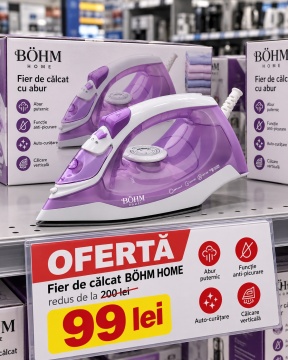 Fier de calcat cu abur BÖHM Home BIC-2201PW, 2200W, rezervor 250 ml, talpa ceramica