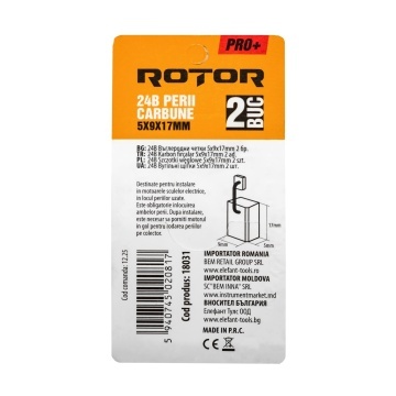 Perii de carbune ROTOR 24B pentru bormasina, 5 x 9 x 17 mm, set 2 bucati - Img 3