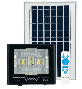 Proiector cu panou solar si telecomanda 100 W, 6500 K V-117924 VARGO