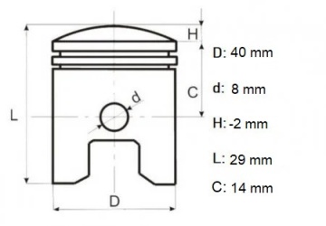 Set piston 4T GX35 40mm, Elefant - Img 2