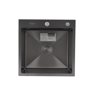 Chiuvetă de bucătărie din inox alimentar SUS304 BH5050B BÖHM Nano Black 500X500X215 mm - Img 2