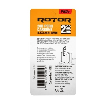 Perii de carbune ROTOR 28B pentru flex 230, 8.5 x 12 x 21.5 mm, set 2 bucati - Img 2