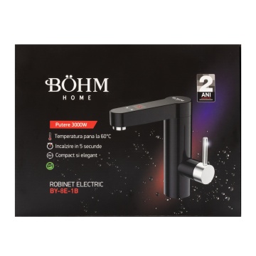 Robinet electric Negru, Compact cu afisaj digital BÖHM BY-8E-1B, 3000 W - Img 2