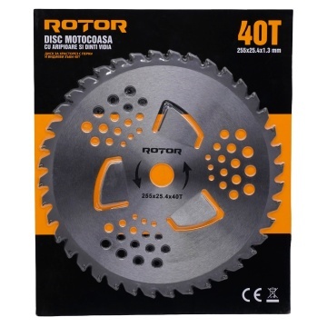 Disc motocoasă 40T cu Vidia și aripioare 255x25,4x1,3 mm ROTOR - Img 2