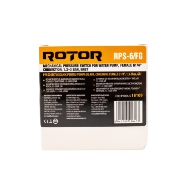 Presostat mecanic pentru pompă de apă ROTOR RPS-6/FG filet interior: G1/4", 1.3–3 bar - Img 3