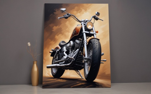 „Metal & Libertate – Tablou Canvas Moto Clasic”