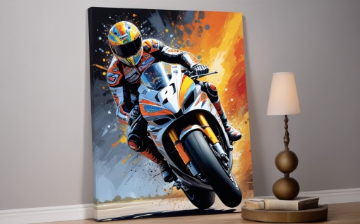 „Linia de Foc – Tablou Canvas Moto Racing”