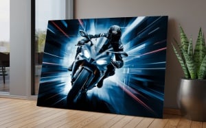 Tablouri Canvas „Viteză Digitală – Moto în Stil Futurist” - Img 1