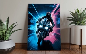 Tablouri Canvas „Viteză Digitală – Moto în Stil Futurist” - Img 3