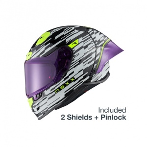 Casca moto NEXX X.R3R CARBON Glitch Racer White Neon (pinlock inclus) - Img 1