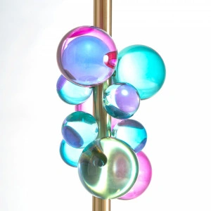 Lustră multicoloră din fier și cristal, 40x40x97 cm, INCH