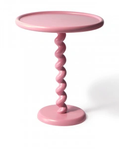Măsuță laterală roz deschis, din metal, 46x46x56 cm, TWISTER