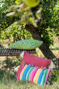 Pernă pătrată din bumbac, verde - Img 4