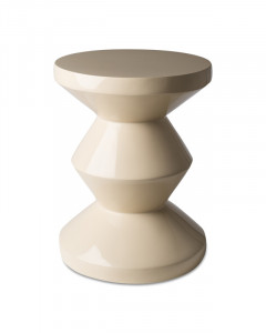 Taburet rotund, bej, din poliester, 35,5x35,5x46 cm, ZIG ZAG