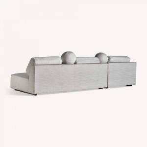 Canapea alb/gri, din lemn de pin, lemn de arbore de cauciuc și MDF, 330x186x75 cm, TRAUN