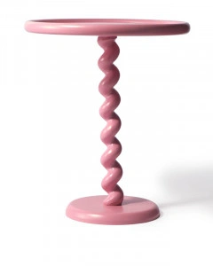 Măsuță laterală roz deschis, din metal, 46x46x56 cm, TWISTER