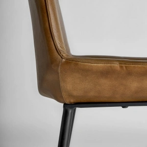 Scaun dining maro camel, din fier și piele, 44x52x84 cm, MORTON - Img 7