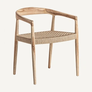 Scaun dining natur din lemn de tec, 57x52x73 cm, CAEN