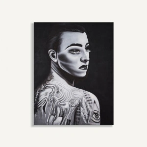 Tablou alb/negru, din canvas, 140x4x180 cm, CHARLOTTE