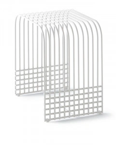 Taburet alb din metal, 30,8x41,8x44,4 cm, DROP MIDDLE
