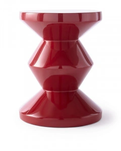 Taburet rotund, roșu burgundy, din poliester, 35,5x35,5x46 cm, ZIG ZAG